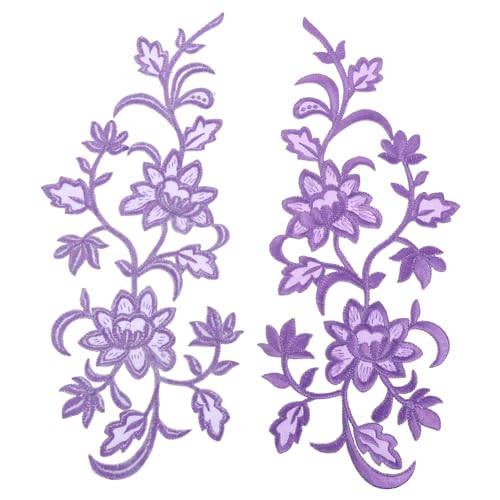 OSALADI Blumensticker Blumengestickte Bügeleisen Auf Fleck Bestickte Stoffaufkleber Gestickte Applikationsflecken Blumeneisen Auf Applikationsflecken Stickerei Violett von OSALADI