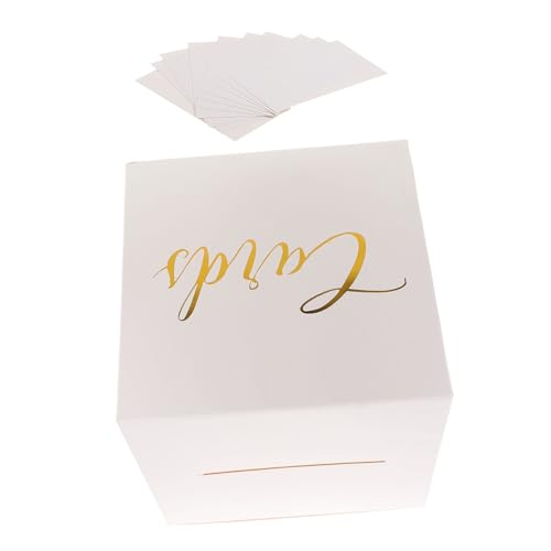 OSALADI Box für Karten mit Schlitz für Hochzeiten Geburtstagsfeiern Babypartys und Romantische Heiratsanträge Weißer Karten Weiß mit Goldprägung von OSALADI