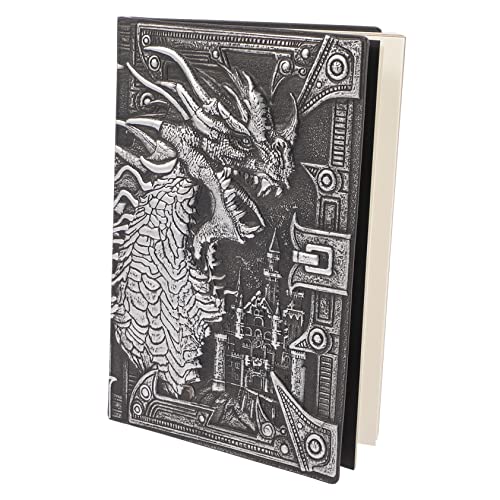 OSALADI Business Notizbuch mit Geprägtem Drachenmotiv Stilvolles Notepad für Tagebuch Planung und Notizen für Büro und Reisen Silberne Farbe von OSALADI