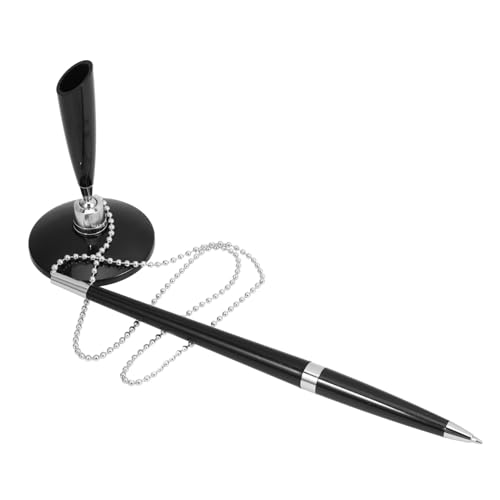 OSALADI Counter-Business-Stift mit Kette Schwarz für wieder auffüllbar groß Tisch stehender Stift tischfester Signaturstift filigraner Business-Kugelschreiber Büro Business Stift Plastik von OSALADI