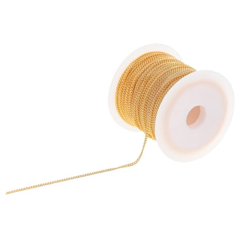OSALADI DIY Schmuckkette aus Kupfer Goldfarbene Halbzeuge für Halsketten Armbänder und Taschenketten Glatte Oberfläche Langlebige Bastelketten für Schmuckherstellung von OSALADI
