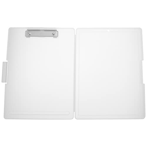 OSALADI Dateiboxordner A4-Klemmbrett praktische Schreibtafel Klemmbrett klappbar Planke Pflegezubehör für die Arbeit Zwischenablage aus Kunststoff Bürobedarf Rostfreier Stahl Transparent von OSALADI
