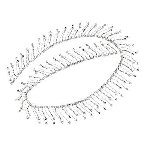 OSALADI Dekorative Strass Quasten Kette Silberne Rundsteine DIY Zubehör für Kleidung und Handwerk Multifunktionale Dekoration für Feste und von OSALADI