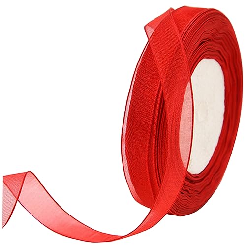 OSALADI Dekoratives Chiffonband Rot Hochwertiges Geschenkband und Blumenverpackungsband für Diy Projekte Hochzeit Partydekoration und von OSALADI