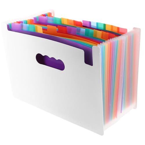 OSALADI Dokumentenordner aus Robustem Material Erweiterbarer Mehrlagiger Aktenordner mit Fächern Farbiger Regenbogen Design Sammelmappe für Büro Schule und Zuhause Vielseitiger von OSALADI