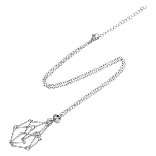 OSALADI Einstellbare Edelstahl Fischernetz käfig Halskette mit Verstellbarem Anhängerband Sicherer Kristall Edelsteinhalter für DIY Schmuck Verstellbare Netz kettenhalterung für von OSALADI
