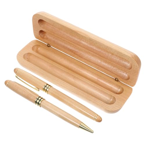 OSALADI Eleganter Füllfederhalter mit Feiner Metallfeder und Griff aus Ahornholz Inklusive Tintenpatronen Glattes Schreiben Ergonomisch für Büro und Unterschriften Geschenkset mit Gravur von OSALADI