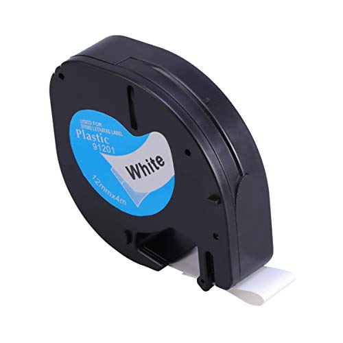 OSALADI Etikettenband 91201 Kompatibel 12mm X 4m Kunststoff Weiß Und Schwarz Leicht Abziehbar Kein Kleben von OSALADI