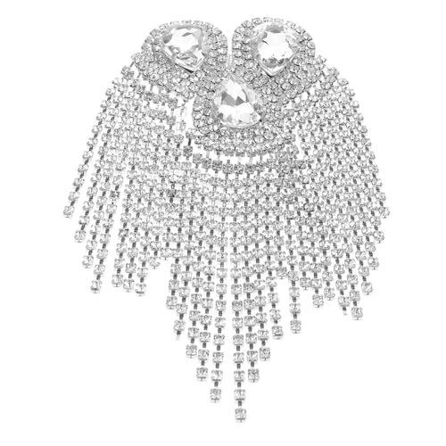 OSALADI Europäische Diamantanzugquastendekorationen Quaste Schulter Mode Schulter Epaulette Quaste Abzeichen Anzugzubehör Schulterdekoration Quaste Schulter Silberne Strasssteine von OSALADI