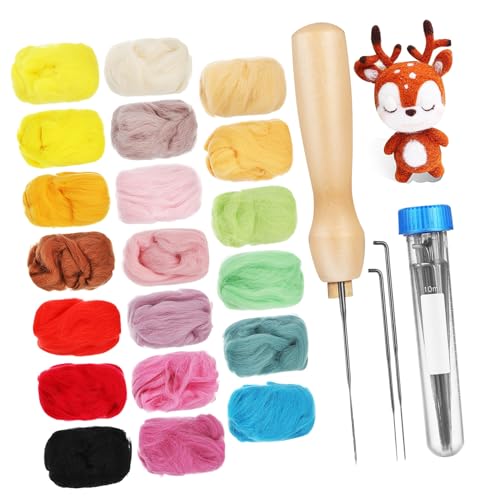 OSALADI Filzset mit Farben und Nadeln in Drei Stärken Vielseitiges Nadelfilz Starter Kit für DIY Bastelprojekte Inklusive Großem Blaufass für Präzises Trockenfilzen und Detaillierte von OSALADI