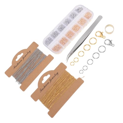 OSALADI Flache Kupfer Eisen Kette mit Gold und Silberfarbenen DIY Schmuckketten Robusten Karabinerverschlüssen und Offenen Ringen für Individuellen Schmuckbau OSALADI Flache Kupfer Eisen Kette mit Gold und Silberfarbenen DIY Schmuckketten Robusten Karabinerverschlüssen und Offenen Ringen für Individuellen Schmuckbau von OSALADI