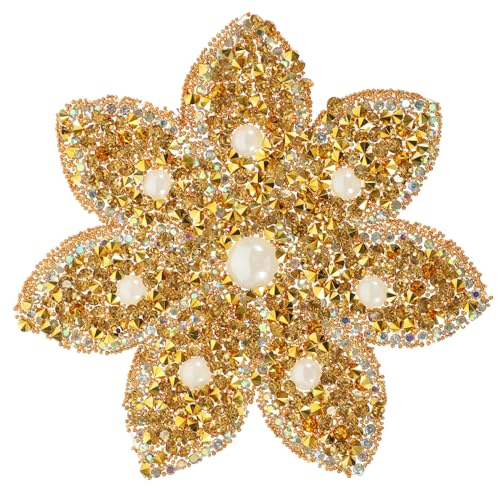 OSALADI Goldene Blumen Applikation Patches Strass Dekoration zum Aufbügeln für Kleidung Kostüme und DIY Projekte Perfektes für Kreative Bastler von OSALADI
