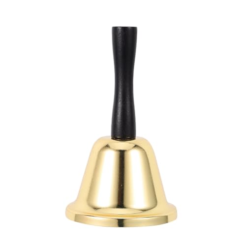 OSALADI Goldene Handglocke aus Edelstahl mit Holzgriff Lauter Klarer Klang für Schule Hotel Restaurant Klassische Serviceglocke für Hochzeit Event Unterricht und Dekoration von OSALADI