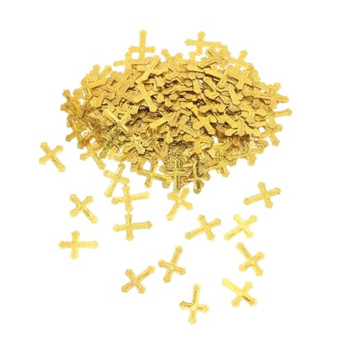 OSALADI Goldene Kreuz Konfetti Tischdekorationen für Taufe Kommunion Hochzeit Mehrzweck Glitter Streudeko aus Langlebigem Kunststoff Präzise Geschnitten Einfache Reinigung Festliche von OSALADI