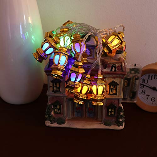 OSALADI Goldene Muslimische Ramadan- Laterne- String- Licht- Batterie Betriebene Goldene EID- Laterne- Licht 20LEDS Seillichter für Eid- Party- Schlafzimmer Buntes Licht von OSALADI