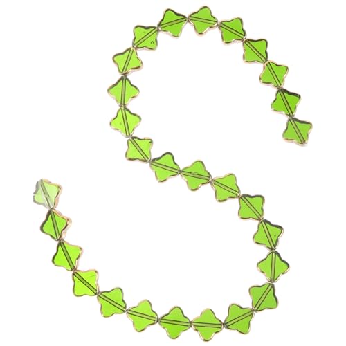 OSALADI Goldumrandete Vierblättrige Kleeblatt perlen Künstliche Kristallperlen für Armband Halskettenherstellung Mittelgroße DIY Schmuckperlen in Grasgrün Langlebig und Vielseitig von OSALADI