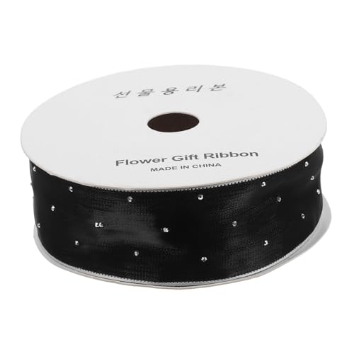OSALADI Handgemachtes Blumenband Gitterband Schwarzes Glitzerband Organza-drahtband Schwarzes Glitzerndes Drahtband Band Für Blumenstrauß Durchsichtiges Glitzerband Chiffon Black von OSALADI