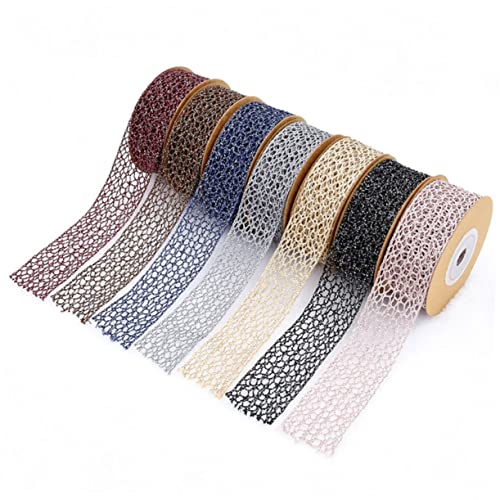 OSALADI Hohesilbernes Mesh Band Polyester Silkkombination Formbares DIY Bastelband für Hochzeit Schmuckherstellung Geschenkverpackung und Partydekoration Tiefes von OSALADI