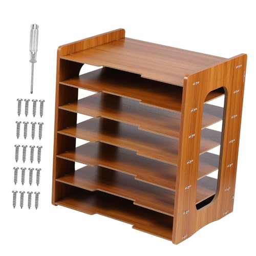 OSALADI Holz Schreibtisch Organizer mit Fächern Stabiler Dokumentenhalter für Büro und Home Office Vertikales Design zur Optimalen Aufbewahrung und Einfachen Klassifizierung von Unterlagen von OSALADI