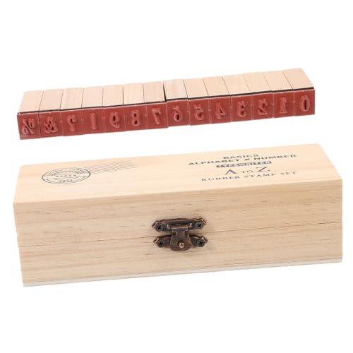 OSALADI Holzstempel Großbuchstaben Alphabet DIY Stempel für Scrapbooking Kartengestaltung Retro Holzstempel mit Aufbewahrungsbox für Basteln und Geschenkanbringung von OSALADI