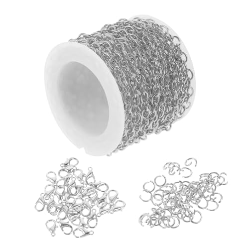 OSALADI Kettenverschluss mit Karabinerverschlüssen und Sprungringen für und Armbänder Silberfarbene Ketten für Kreative Projekte von OSALADI