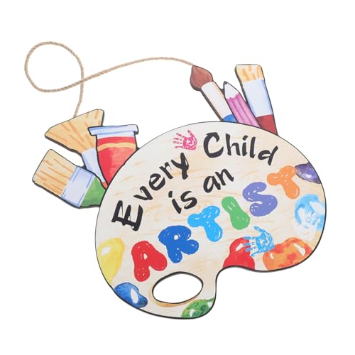 OSALADI Klassenzimmer Hangsschild Maler Kunst Palette Holzhängeschilder Bunte Holzschilder Wanddekorationen Holzstürbügel Malen Paletten Ornamente Für Wohnkultur DIY Bastel von OSALADI
