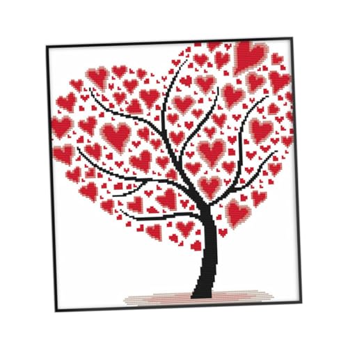 OSALADI Kreuzstich Kit mit Love Tree Muster Handgemachte Stickerei für Wanddekoration Baumwollfaden Anfängerfreundlich Diy Set für Kreative Freizeitgestaltung von OSALADI