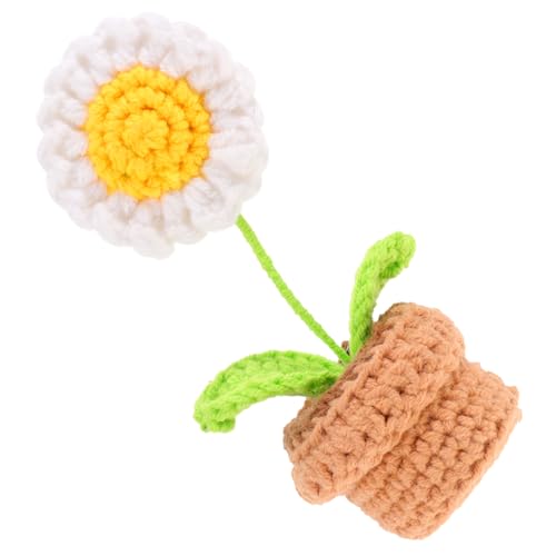 OSALADI Künstliche Häkelblume Bonsai für Desktop Handgefertigte Topfpflanze mit Verarbeitung Dekoration für Büro und Zuhause von OSALADI