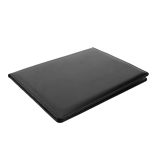 OSALADI Multifunktionale Leder Dokumentenmappe Organizer mit Schreibblock und Edelstahlclip für Büro Schule und Zuhause Schwarz von OSALADI