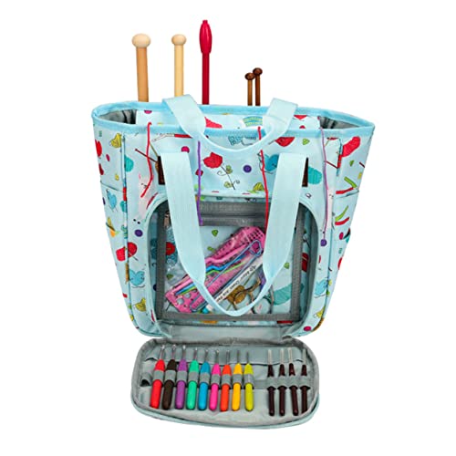 OSALADI Multifunktionale Oxford Handtasche Robuste Wollstofftasche mit Reißverschluss für Aufbewahrung von Garn für Zuhause Büro und Reisen Große Kapazität Langlebig und Praktisch von OSALADI