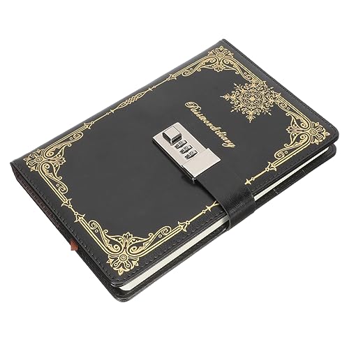OSALADI Multifunktionales Notizbuch mit Schloss Kreatives Tagebuch für Schüler und Büroangestellte Hochwertiges Schreibheft mit Praktischem Design Goldprägung von OSALADI