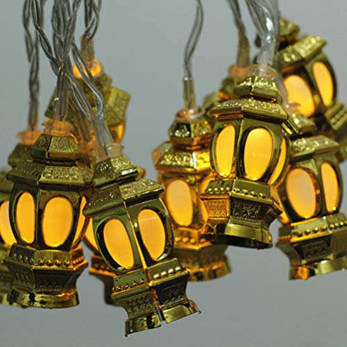 OSALADI Muslimische Ramadan Laternen String Light Batterie Betriebene Goldene Eid- Fitr- Laterne 1. 65M 10LEDS Seilscheinwerfer für Eid- Fitr- Party- Festival- Schlafzimmer von OSALADI