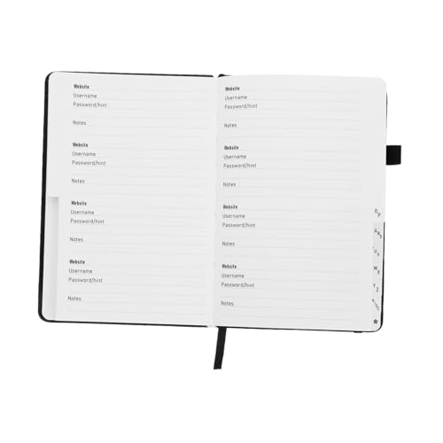 OSALADI Passwort Buch notizbuch Notizblock für Passwort praktischer Passwort-Organizer Passwortbuch klein Internet-Passwort-Notizblock Aufnahmebuch Pu Black von OSALADI