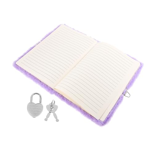 OSALADI Plüsch-Notizbuch Tagebuchnotizbuch Fuzzy-Notizbuchsperre Tagebuch mit Schloss süße notizbücher für mädchen unscharfe Notizbücher notizbuch mit schloss Schließzapfen Papier Violett von OSALADI