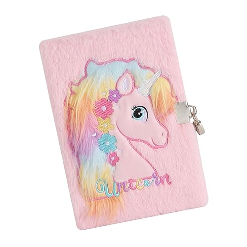 OSALADI Plüsch Notizbuch mit Einhorn Niedliches Tagebuch für Dekoratives Journal mit Schloss für Tägliche Notizen und Kreative Pläne Farbe von OSALADI
