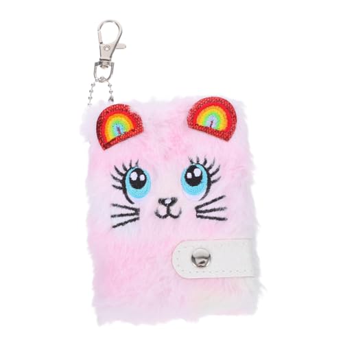 OSALADI Plüsch Notizbuch mit Schlüsselanhänger Kuschelige Katzenform Buntes Tie dye Design Originelles Scrapbook Journal für Mädchen Tragbares Tagebuch für Alltag und Schule von OSALADI