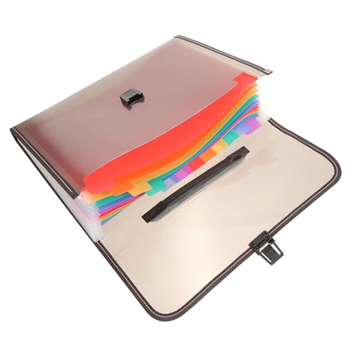 OSALADI Portable Fächerdatei Organizer mit Mehreren Fächern Aktenordner für Büro Schule und Zuhause Erweitbarer Dokumentenhalter Schwarz mit Regenbogen Innenseiten von OSALADI