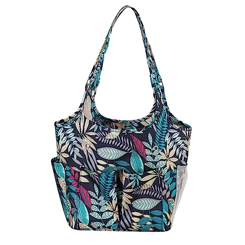 OSALADI Portable Garnaufbewahrungstasche Oxfordstoff mit Blätterdesign Praktische Tasche für Strick und Häkelbedarf Platz für Nadeln und Werkzeuge von OSALADI