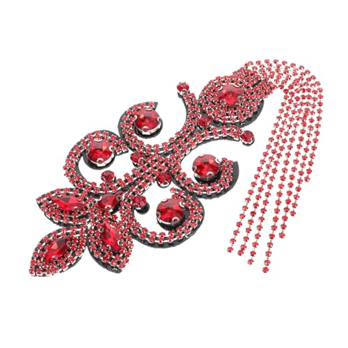 OSALADI Retro dekorative Schulterstempel Schulter Quasten Kostümzubehör Schulteraufnäher für Jacken Schulterpolster für Damenbekleidung Schulterquaste aus Strass Strasssteine rot von OSALADI