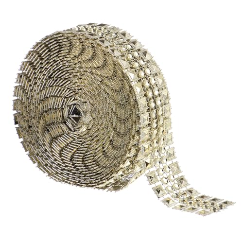 OSALADI Rhinestones Band Gold Breit Spitzenförmig Strass Dekoband Umweltfreundlich für Kleidung Schmuck Basteln Geschenkverpackung Hochzeit Deko von OSALADI