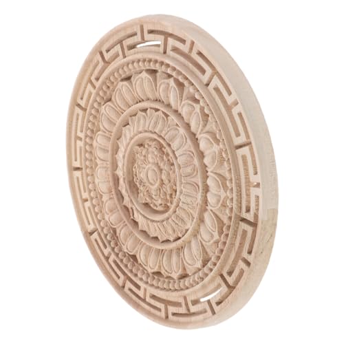 OSALADI Runde Handgefertigte Holzapplikation Mandala Blume Unbemalte Holzschnitzerei Detailreiche Möbelverzierung Wiederverwendbar Europäischer Stil für Schrank Kommode Wand und Bett OSALADI Runde Handgefertigte Holzapplikation Mandala Blume Unbemalte Holzschnitzerei Detailreiche Möbelverzierung Wiederverwendbar Europäischer Stil für Schrank Kommode Wand und Bett von OSALADI