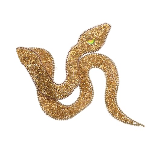 OSALADI Schlangenförmiger Stoffaufnäher mit Strasssteinen für Punk Jack Hotfix geformt Bejewel Schlangenflecken Kleidungsstück Patches Schlangenapplikation Plastik Golden OSALADI Schlangenförmiger Stoffaufnäher mit Strasssteinen für Punk Jack Hotfix geformt Bejewel Schlangenflecken Kleidungsstück Patches Schlangenapplikation Plastik Golden von OSALADI