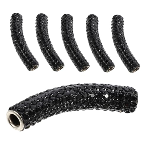 OSALADI Schwarze Metallperlen mit Großem Loch und Strass für Schmuckherstellung Vielseitige Spacerperlen für Schnürsenkel und Armbänder Langlebig und Benutzerfreundlich für Verschiedene von OSALADI