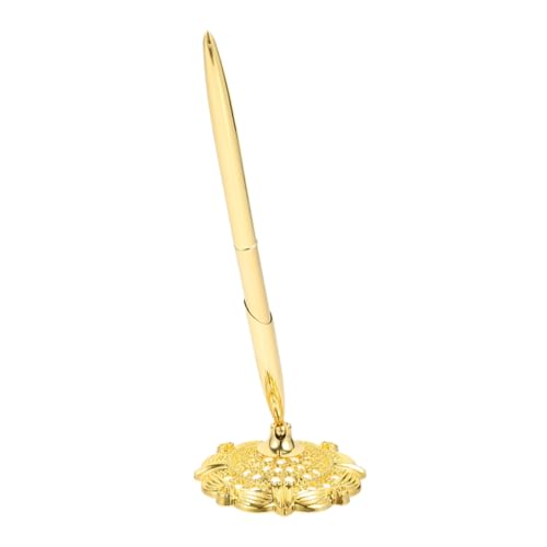 OSALADI Signaturstift kugelschreiber Geschäftszubehör Stifte vertikaler Tischstift Business-Signatur-Stift Büro Stift Counter-Business-Stift Rostfreier Stahl Golden von OSALADI