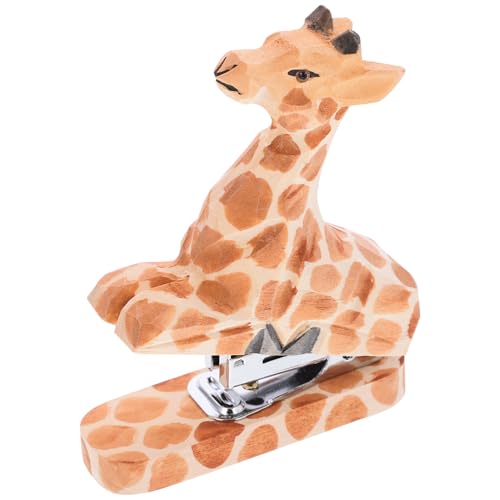 OSALADI Tierischer Hefter aus Holz Lustiger Tierhefter für Büro und Zuhause Handgefertigter Mini Hefter Giraffenform Kreatives Schreibtischzubehör für als Geschenkidee von OSALADI