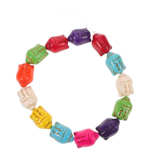 OSALADI Türkis Buddha Kopf Perlen mit Loch Natürliche Flache Lose Schmucksteine für DIY Armband Basteln Spirituelle Handgefertigte Schmuckzubehör mit Einzigartiger Textur und Symbolik von OSALADI