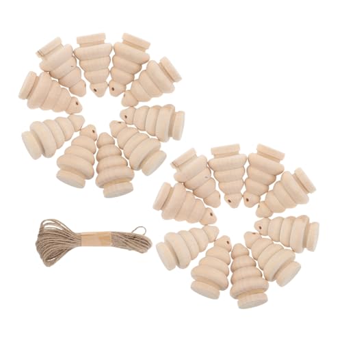 OSALADI Unlackierte Holz-weihnachtsbaum-peg-figuren mit Vorgelochten Löchern und Juteband Bemalbarer Diy-bastelschmuck für Kreative Holzornamente zum Gestalten und Aufhängen von OSALADI