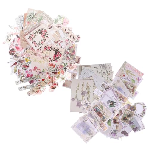 OSALADI Vintage Pflanzen Blumen Sticker Set Selbstklebende Dekorative Scrapbook Papiere Retro Journal Paper für DIY Bastelprojekte mit Retro mustern für Notizbücher und Karten von OSALADI
