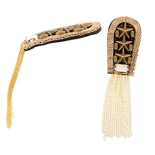 OSALADI Vintage Schulterepauletten mit Metallfransen Modische Broschen für Damen und Herren Eleganter Schulter schmuck Auffällige Anstecknadel für Kleidung und Kostüme in Gold von OSALADI