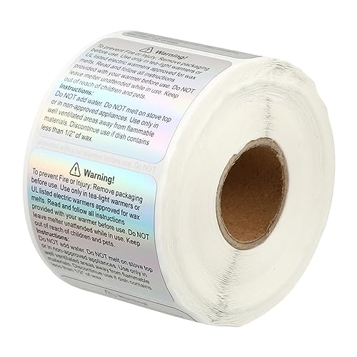OSALADI Wachs Melt Warnetiketten Roll mit Selbstklebende Sicherheitsaufkleber für Kerzen Geeignet für Stilvolles Design für Kerzenhandwerk von OSALADI